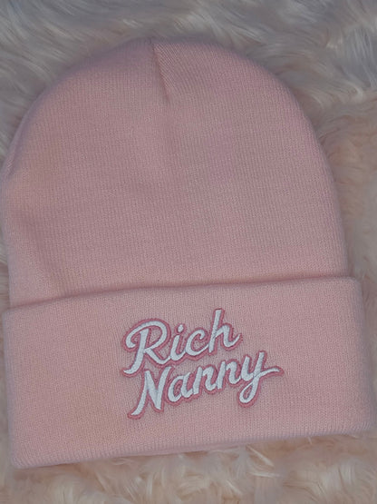 Rich Nanny Baby Pink Cotton Beanie