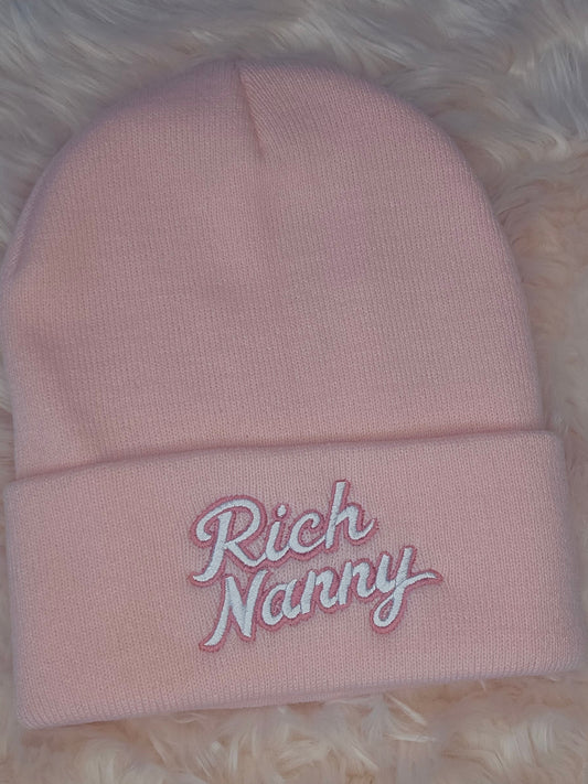 Rich Nanny Baby Pink Cotton Beanie
