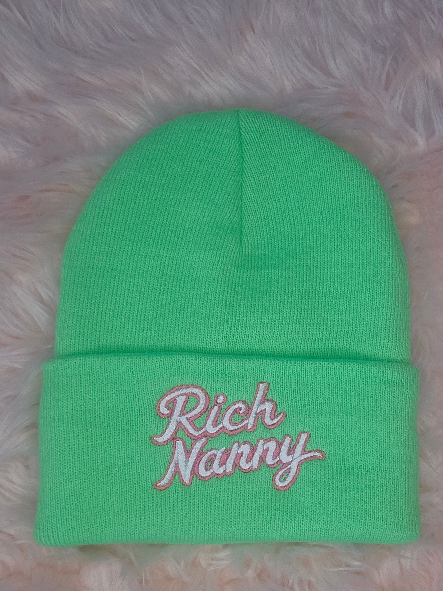 Rich Nanny Lime Cotton Beanie