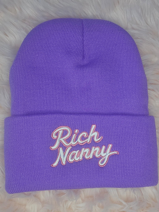 Rich Nanny Purple Cotton Beanie