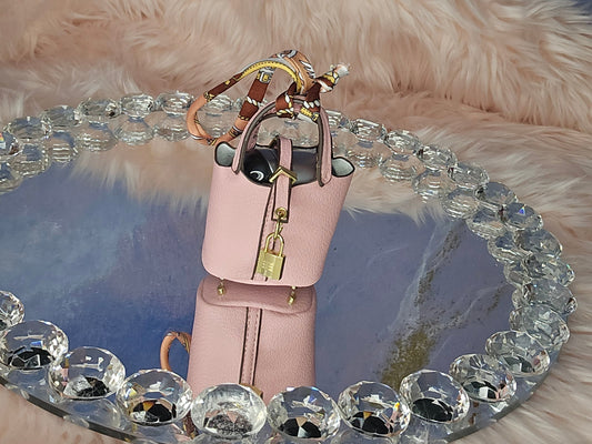 Mini Leather Earbud Case Collection - Pale Pink