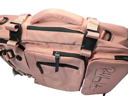 Pretty in Pink - Unisex waterproof backpack, crossbody & luggage attachment options