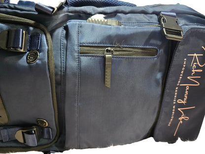 The Blues  - Unisex waterproof backpack, crossbody & luggage connect options