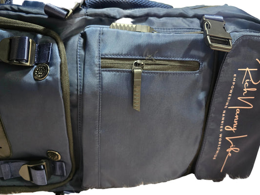 The Blues  - Unisex waterproof backpack, crossbody & luggage connect options