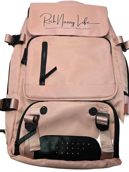Pretty in Pink - Unisex waterproof backpack, crossbody & luggage attachment options