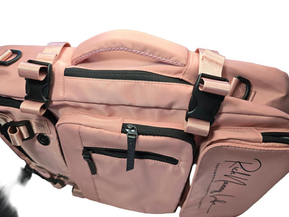 Pretty in Pink - Unisex waterproof backpack, crossbody & luggage attachment options